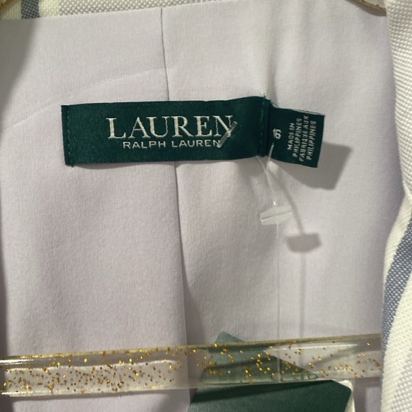 🆕Ralph Lauren Lauren Striped Blazer In Lavender Multi. Size 16 - Picture 6 of 12